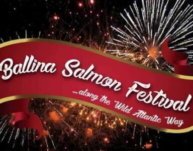Colourful fireworks illuminate the night sky at Ballina Salmon Festival, highlighting celebrations along the Wild Atlantic Way.